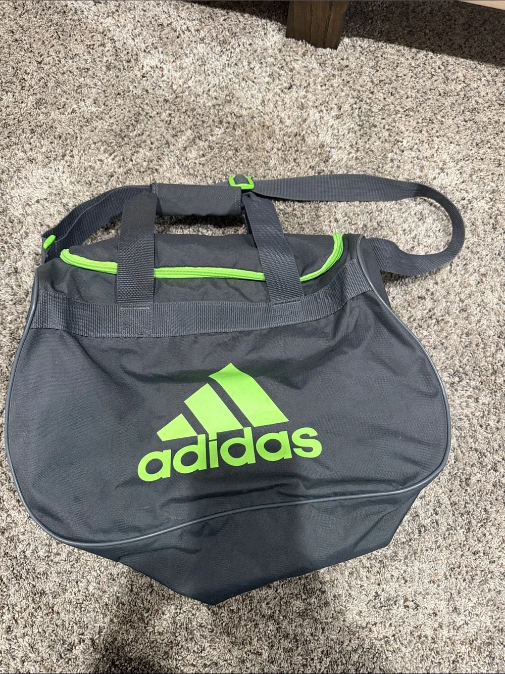 adidas Black Duffel Bag with Neon Green Logo